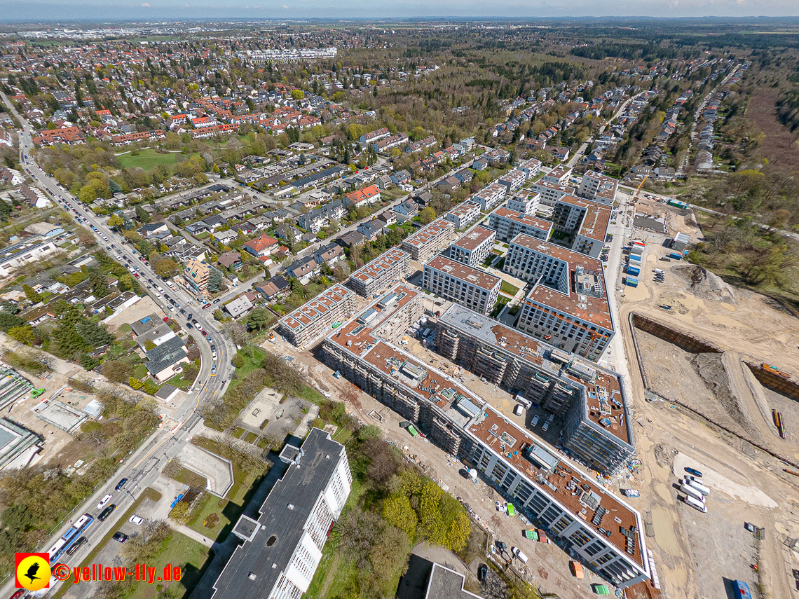 21.04.2023 - Luftbilder von der Baustelle Alexisquartier und Pandion Verde in Neuperlach
